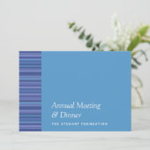 Modern blauw Paars Stripe Aqua Business Dinner Kaart (Staand voorkant)