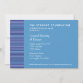 Modern blauw Paars Stripe Aqua Business Dinner Kaart (Achterkant)