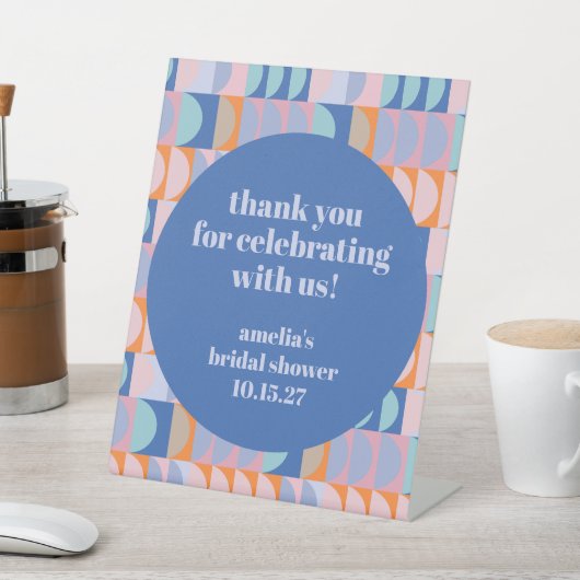 Modern Blauw Paarse Custom Vrijgezellenfeest Dank  Reclamebord Met Voetstuk (Insitu)