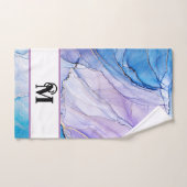 Modern blauw & Paarse gemarmerde alcoholinkt monog Bad Handdoek (Handdoek)