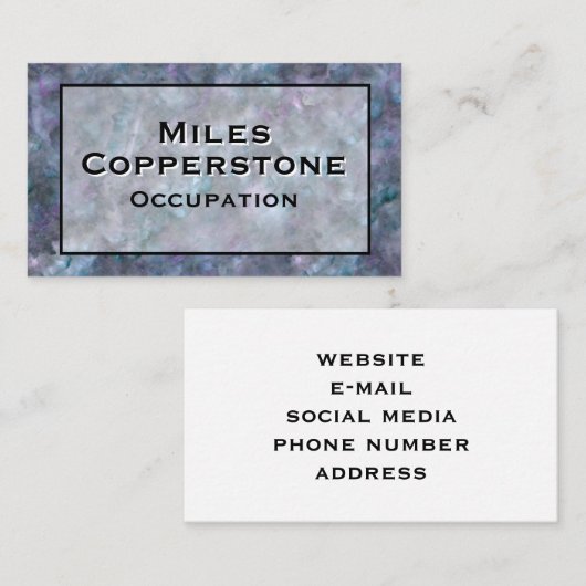 Modern blauw paarse grijs graniet marmeren steen visitekaartje (Voorkant / Achterkant)