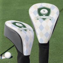 Modern Blauw Patroon Groene Golfer Naam Initiaal