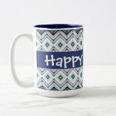 Modern blauw patroon tweekleurige koffiemok (Links)