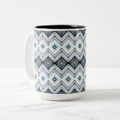 Modern blauw patroon tweekleurige koffiemok (Voorkant links)