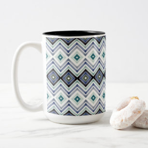 Modern blauw patroon tweekleurige koffiemok