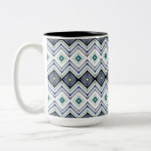 Modern blauw patroon tweekleurige koffiemok (Links)