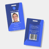 Modern blauw personeelsfoto ID-badge Badge (Voor- en achterkant)
