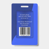 Modern blauw personeelsfoto ID-badge Badge (Achterkant)