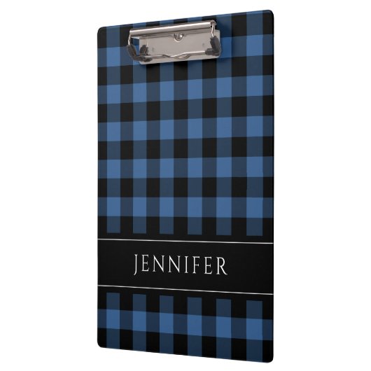 Modern Blauw Plaid Klembord (Links)