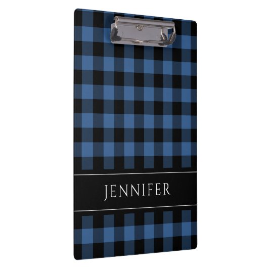 Modern Blauw Plaid Klembord (Rechts)