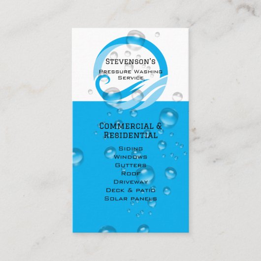 Modern blauw QR-code druk wassen Visitekaartje (Voorkant)