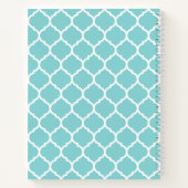 Modern blauw quatrefoil patroon gepersonaliseerd notitieboek (Achterkant)