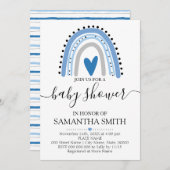 Modern blauw Rainbow boho chic baby shower Kaart (Voorkant / Achterkant)