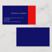 Modern Blauw Rood Eenvoudig Vlak Visitekaartje (Voorkant / Achterkant)