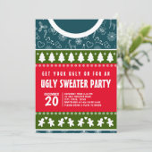 Modern Blauw Rood en Groen Lelijke Trui Kerstfeest Kaart (Staand voorkant)