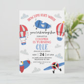 Modern Blauw Rood Foto Hoe De Tijd Vliegt 1e Verja Kaart (Staand voorkant)