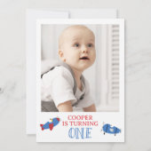 Modern Blauw Rood Foto Hoe De Tijd Vliegt 1e Verja Kaart (Achterkant)