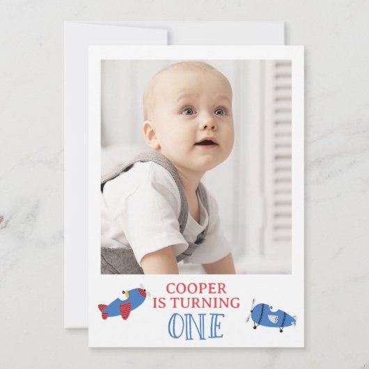 Modern Blauw Rood Foto Hoe De Tijd Vliegt 1e Verja Kaart (Achterkant)