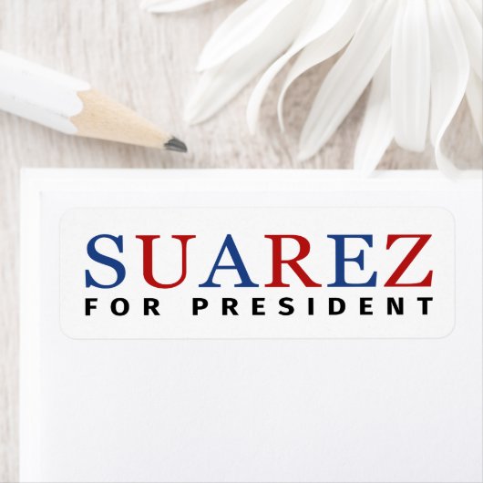 Modern Blauw Rood Francis Suarez voor President Etiket (Insitu)