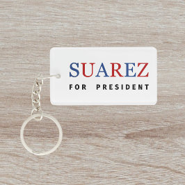 Modern Blauw Rood Francis Suarez voor President Sleutelhanger