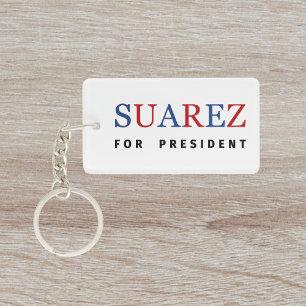 Modern Blauw Rood Francis Suarez voor President Sleutelhanger