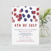 Modern blauw rood stippen waterverf 4 juli kaart (Staand voorkant)