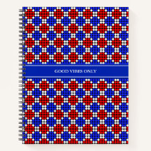 Modern blauw rood wit gestippelde diamanten op zwa