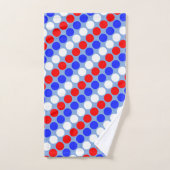 Modern blauw rood wit gestippelde strepen op lucht bad handdoek (Handdoek)