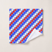 Modern blauw rood wit gestippelde strepen op lucht bad handdoek (Wasdoekje)