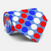 Modern blauw rood wit gestippelde strepen op lucht stropdas (Opgerold)