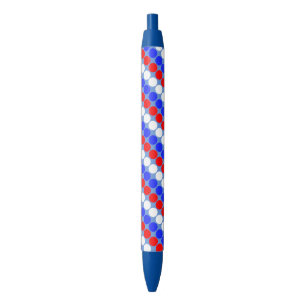 Modern blauw rood wit gestippelde strepen op lucht zwarte inkt pen