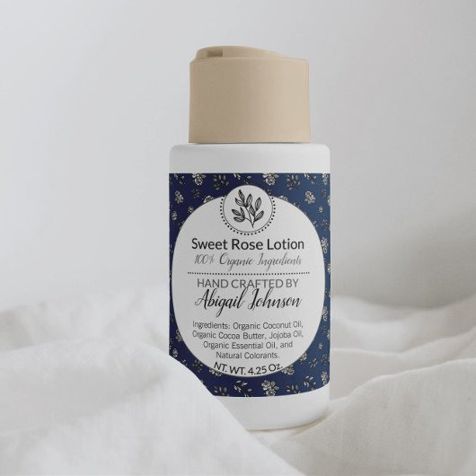 Modern Blauw Roos & bladeren Bath & Body / Kaars Vierkante Sticker