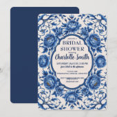 Modern Blauw Roos Bloem antiek vrijgezellenfeest Kaart (Voorkant / Achterkant)