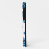 Modern Blauw Roos Monogram Fotocollage Aangepaste  Case-Mate iPhone Case (Achterkant/links)