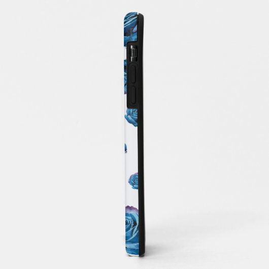 Modern Blauw Roos Monogram Fotocollage Aangepaste  Case-Mate iPhone Case (Achterkant/links)