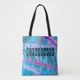 Modern Blauw Roze Artsy Waterverf Personaliseren Tote Bag