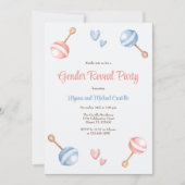 Modern Blauw Roze Baby Speelgoed Geslacht onthulle Kaart (Voorkant)