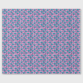 Modern Blauw Roze bloemen patroon Cadeaupapier (Vlak)