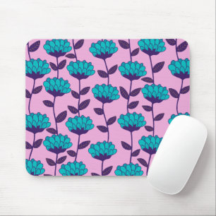 Modern Blauw Roze bloemen patroon Muismat