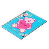 Modern Blauw Roze Bloemen Terug naar School Beer M Notitieboek (Linkerzijde)