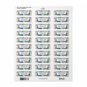 modern blauw roze bloemendecor retouradreslabel etiket (Full Sheet)