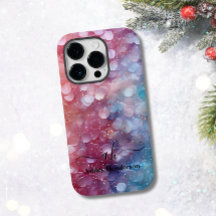 Modern Blauw Roze Ombre Glitter Monogrammed Chic