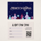 Modern Blauw Roze Vrolijk Kerstcadeau Kaart (Voorkant /achterkant)