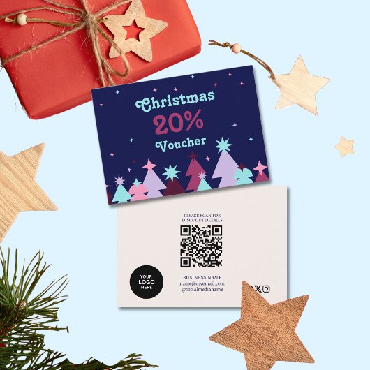 Modern Blauw Roze Zakelijke Kerstmis Kortingskaartje
