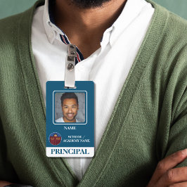 Modern Blauw School Logo Directeur Badge