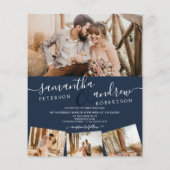 Modern blauw script 5 foto's budget bruiloft (Achterkant)