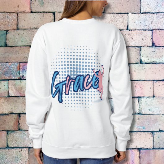 Modern blauw script Grace Life Vrouwen personalise Trui