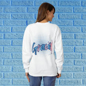 Modern blauw script Grace Life Vrouwen personalise Trui