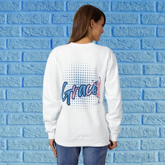 Modern blauw script Grace Life Vrouwen personalise Trui
