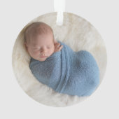 Modern Blauw Script Religieus Jongen Doop Foto Ornament (achterkant)